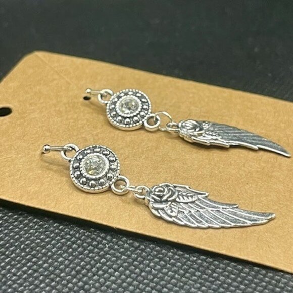 Crystal Angel Wing Earrings - Picture 3 of 4